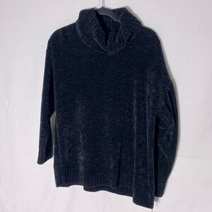 Vintage Kiss Black Chenille Cowl Neck Sweater M